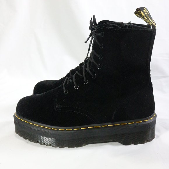 DR MARTEN'S Jadon Black Velvet Platform Zip/Lace Up Boots 12 US Wmn 11 US Men - Picture 10 of 14